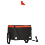 vidaXL Remorque de vélo noir et orange 45 kg fer