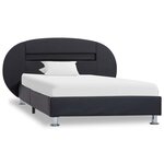 vidaXL Cadre de lit avec LED Noir Similicuir 90x200 cm