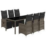 vidaXL Ensemble de bistro de jardin 7 Pièces coussins gris poly rotin