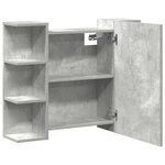 vidaXL Armoire à miroir de bain Gris béton 80x20 5x64 cm Aggloméré