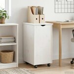 vidaXL Cabinet roulant Blanc 34 x 39 x 65 5 cm Bois de Pin Massif