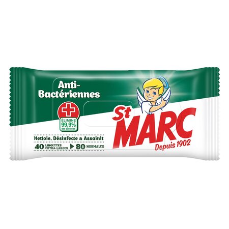 Lingettes Anti-Bactériennes - 40 Lingettes Extra-Larges ST MARC