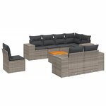 vidaXL Salon de jardin 9 Pièces avec coussins gris résine tressée