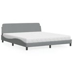 vidaXL Lit avec matelas gris clair 180x200 cm tissu