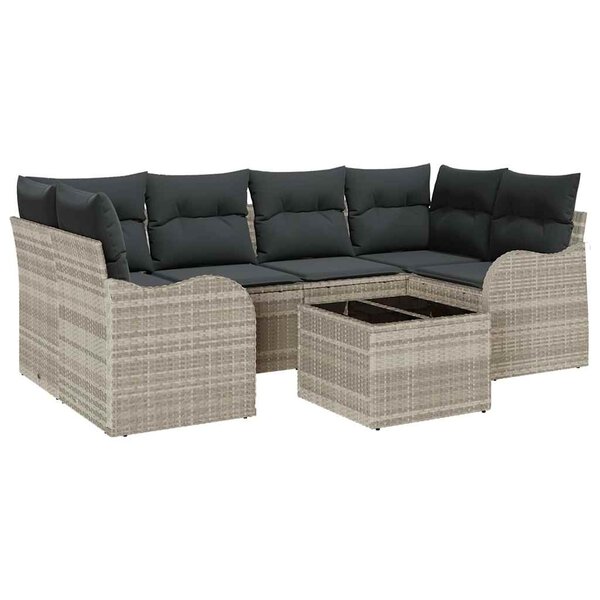 vidaXL Ensemble de canapé de jardin 7 Pièces Gris clair  Gris foncé