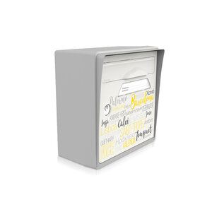 Boîte aux lettres compacte gris souris – "On the Beach" – fabriquée en France – en résine – ne rouille pas – porte interchangeable