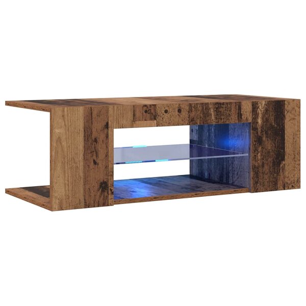 vidaXL Meuble TV avec lumières LED vieux bois bois d'ingénierie