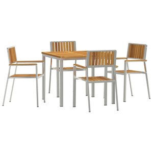 vidaXL Ensemble de repas extérieur 5 Pièces Marron Bois d'Acacia Massif