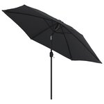 vidaXL Parasol d'extérieur avec lumières LED et mât en acier Noir