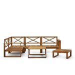 Salon de jardin en bois d'Acacia FSC avec coussins gris -  BOCARNEA - 5 personnes - LEVATA