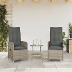 vidaXL Chaises inclinables de jardin lot de 2 et table résine tressée