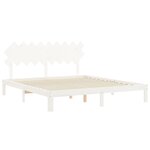 vidaXL Cadre de lit avec tête de lit blanc Super King Size bois massif