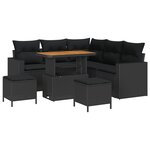 vidaXL Ensemble de jardin 8 pièces avec coussins noirs en polyrotin et acacia