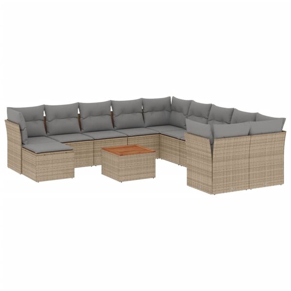 vidaXL Salon de jardin avec coussins 12 Pièces beige résine tressée