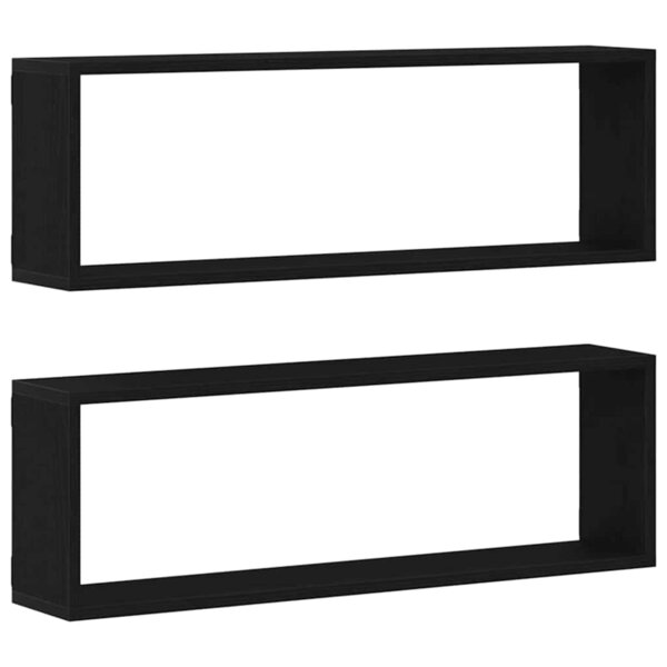 vidaXL Étagère murale avec étagère 2 Pièces Chêne Noir 80 x 15 x 26 cm