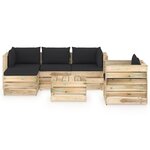 vidaXL Salon de jardin 6 Pièces avec coussins Bois imprégné de vert