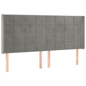 vidaXL Tête de lit avec oreilles Gris clair 163x16x118/128 cm Velours