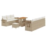 vidaXL Ensemble de canapé de jardin avec coussin 10 Pièces beige et crème