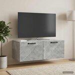 vidaXL Meuble TV mural Gris béton 78 5 x 41 x 30 cm Bois d'ingénierie