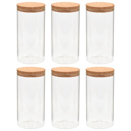 vidaXL 6Pièces Pots de conservation en verre et couvercle en liège 1100ml