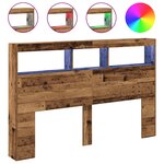 vidaXL Armoire tête de lit avec LED vieux bois 160x17x102 cm