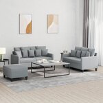vidaXL Ensemble de canapés 3 Pièces avec coussins Gris clair Tissu