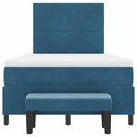 vidaXL Lit à ressorts avec matelas Bleu foncé 120 x 190 cm Velours