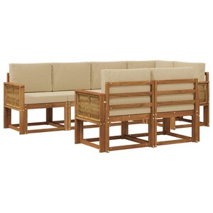 vidaXL Ensemble de canapés d'extérieur 7 pc Naturel et Beige Polyester