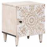vidaXL Cabinet de chevet Blanc 40 x 33 5 x 46 cm Bois de mangue massif