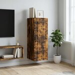 vidaXL Armoire Murale 33 x 34 5 x 90 cm Bois d'ingénierie Chêne fumé
