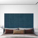 vidaXL Tête de lit murale 12 Pièces Bleu Velours