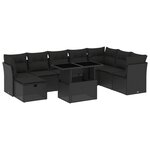 vidaXL Salon de jardin 9 Pièces avec coussins noir résine tressée