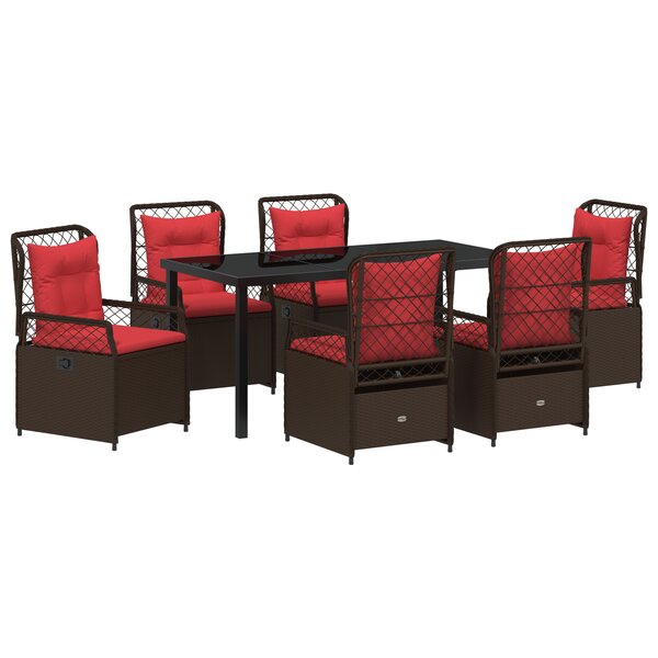 vidaXL Ensemble de salle à manger de jardin 7 pièces en poly rattan marron