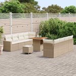 vidaXL Ensemble de canapé de jardin 11 Pièces Beige polyrotin