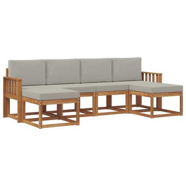 vidaXL Ensemble de canapés d'extérieur 6 Pièces Gris Naturel et Clair