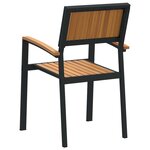 vidaXL Chaises de jardin empilables 8 Pièces acier noir et bois d'acacia massif