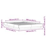 vidaXL Cadre de lit avec lumières LED gris béton 120x200 cm
