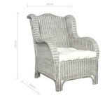 vidaXL Canapé avec coussin Gris Rotin naturel et lin