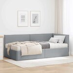 vidaXL Cadre de lit d'angle avec matelas 2 Pièces Gris clair Velours