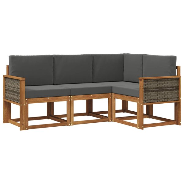 vidaXL Ensemble de canapés d'extérieur 4 Pièces Naturel et Anthracite