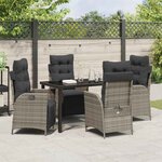 vidaXL Ensemble de salle à manger pour jardin 5 Pièces Gris Poly rotin
