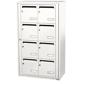 Bloc collectif leabox.com  2x4  grade 3  simple face  Intérieur  fixation murale   Blanc pur RAL 9010 finition brillante