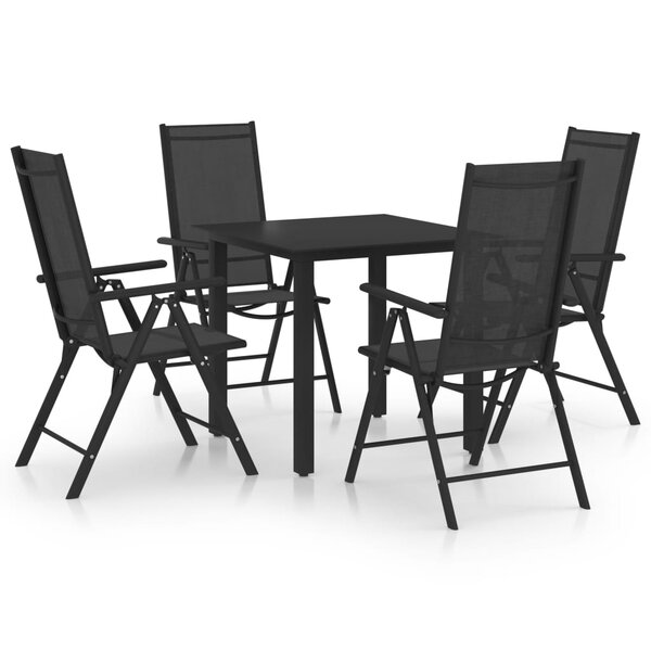 vidaXL Ensemble à manger de jardin 5 Pièces Aluminium Noir