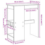 vidaXL Table de bar avec étagères chêne marron bois d'ingénierie