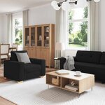 vidaXL Ensemble de Canapés avec coussin avec oreiller 3 Pièces Noir tissu