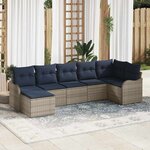 vidaXL Ensemble de canapé de jardin 7 Pièces Gris polyrotin