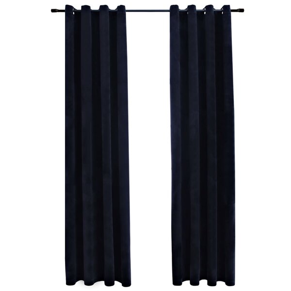 vidaXL Rideaux occultants avec anneaux 2 Pièces Velours Noir 140x175 cm
