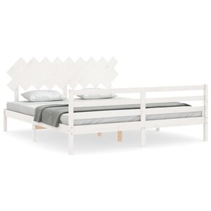 vidaXL Cadre de lit sans matelas blanc bois massif