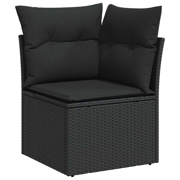 vidaXL Ensemble de canapé de jardin avec coussin 9 Pièces Noir Poly rotin