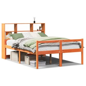 vidaXL Lit bibliothèque sans matelas cire marron 140x200cm bois massif